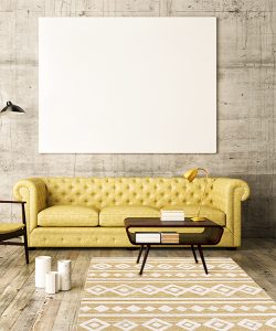 Mock up poster with vintage hipster loft interior background, 3D